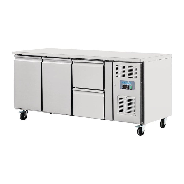 Polar U-Series 2 Door and 2 Drawer Counter Fridge 417Ltr Polar