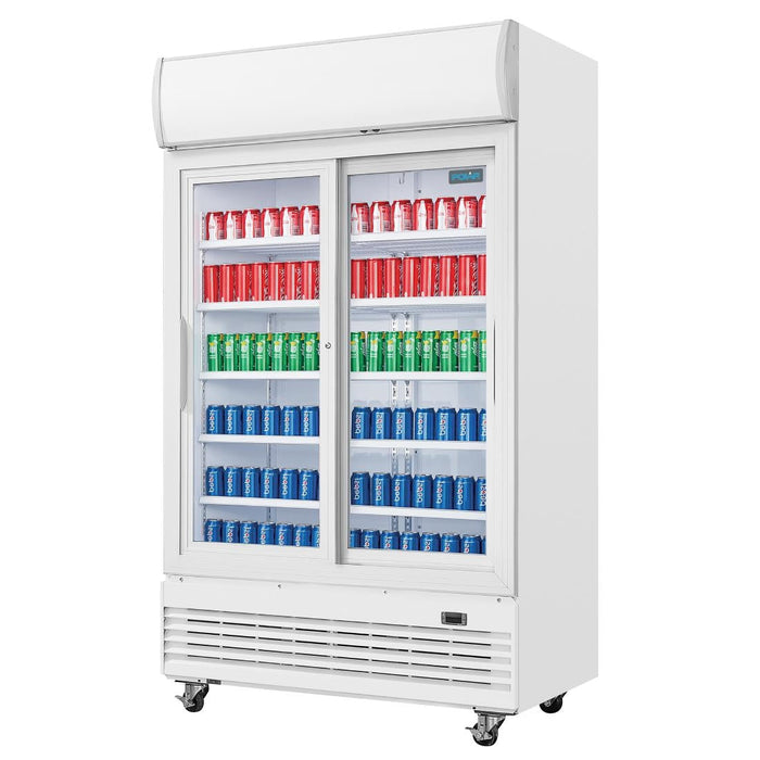 Polar G-Series Upright Display Cooler with Light Box 950Ltr with Sliding Doors Polar