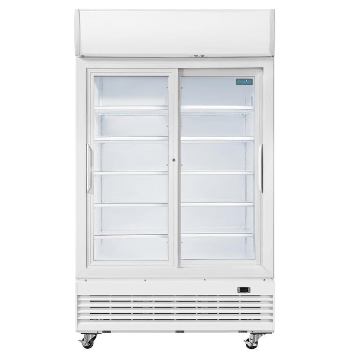 Polar G-Series Upright Display Cooler with Light Box 950Ltr with Sliding Doors Polar