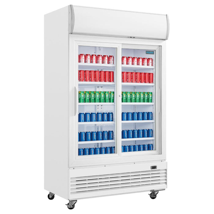 Polar G-Series Upright Display Cooler with Light Box 950Ltr with Sliding Doors Polar