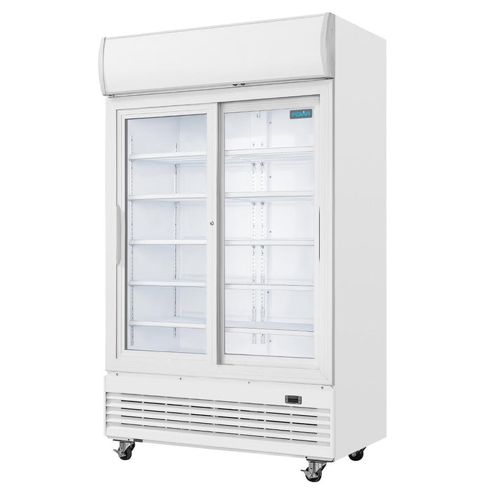 Polar G-Series Upright Display Cooler with Light Box 950Ltr with Sliding Doors Polar
