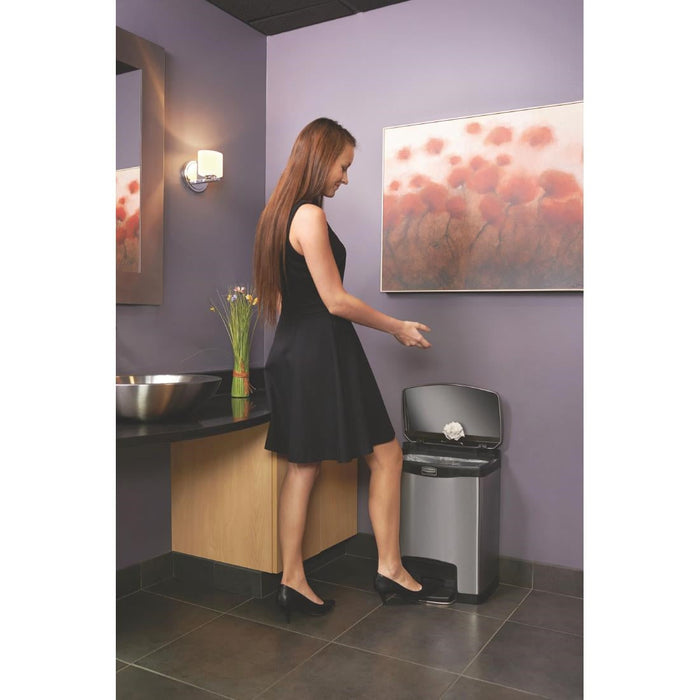 Rubbermaid Slim Jim Front Step-On Pedal Bin Stainless Steel 30Ltr Slim Jim