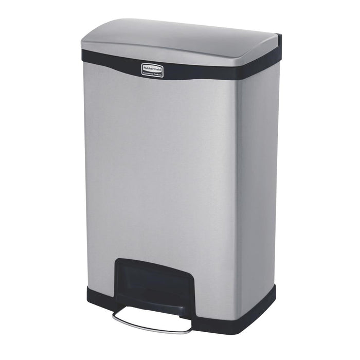 Rubbermaid Slim Jim Step-On Pedal Bin Stainless Steel 50Ltr Slim Jim