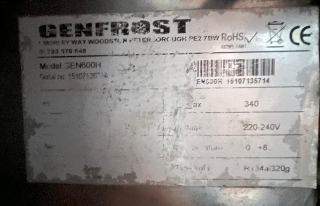 Commercial Genfrost GEN600H Full Stainless 2/1 GN Fridge-Refurbished Canmac Refurbished