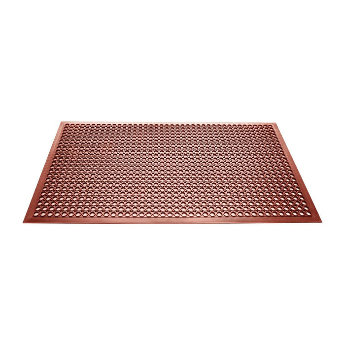 Jantex Rubber Grease Resistant Anti Fatigue Mat Red 1500 x 900mm Jantex