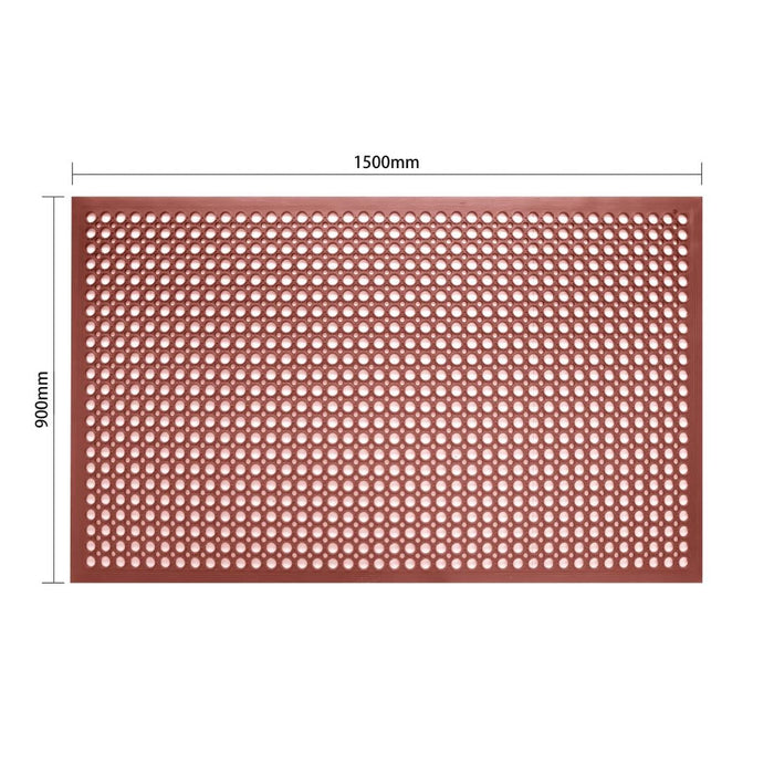 Jantex Rubber Grease Resistant Anti Fatigue Mat Red 1500 x 900mm Jantex