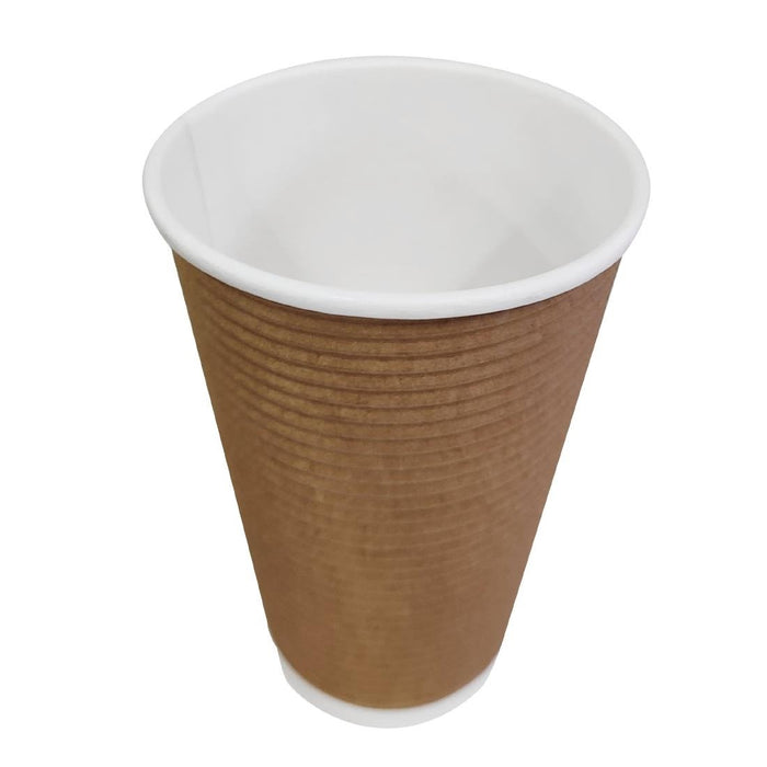 Fiesta Recyclable Coffee Cups Ripple Wall Kraft 455ml / 16oz (25 Pack) Fiesta Recyclable