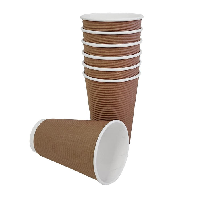 Fiesta Recyclable Coffee Cups Ripple Wall Kraft 455ml / 16oz (25 Pack) Fiesta Recyclable