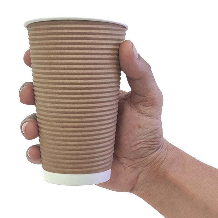 Fiesta Recyclable Coffee Cups Ripple Wall Kraft 455ml / 16oz (500 Pack) Fiesta Recyclable