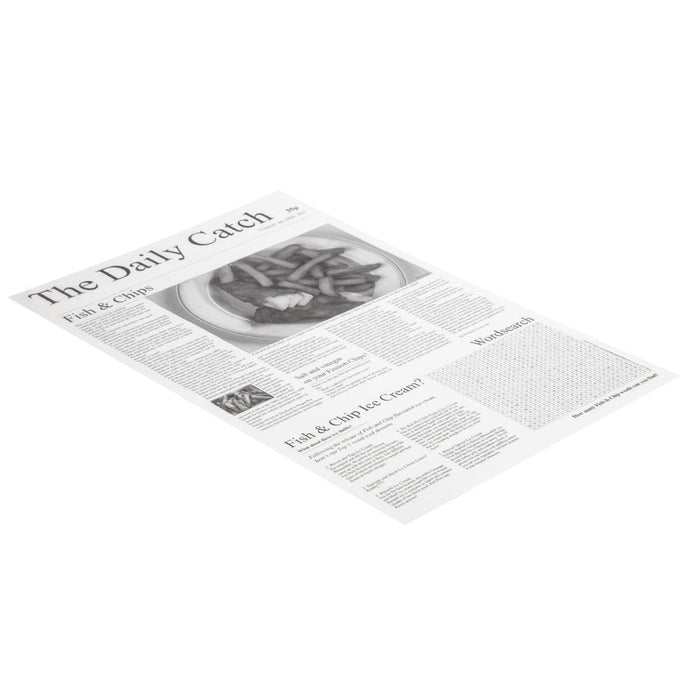 Greaseproof Paper Sheets Newspaper Print 270 x 420mm (500 Pack) Chevler