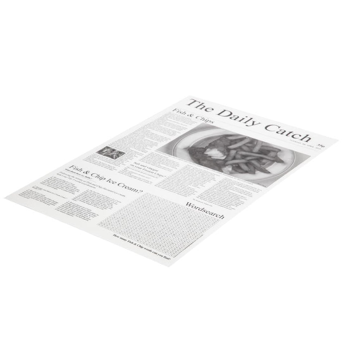 Greaseproof Paper Sheets Newspaper Print 270 x 420mm (500 Pack) Chevler