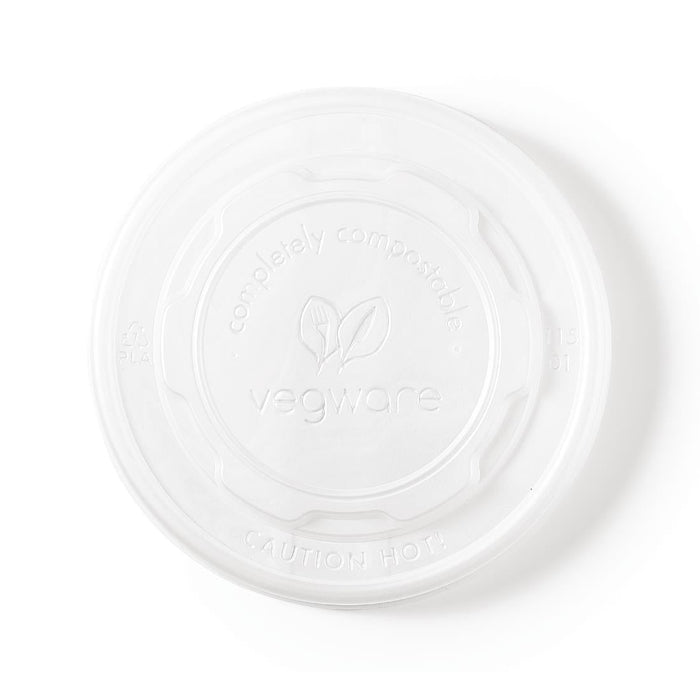 Vegware Compostable Hot Food Pot Flat Lids 350ml / 12oz and 455ml / 16oz (500 Pack) Vegware