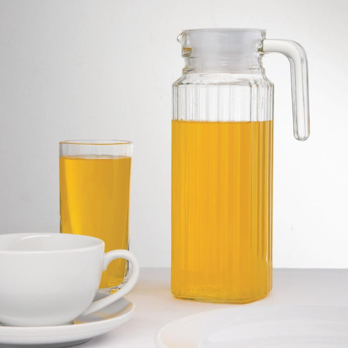 Olympia Ribbed Glass Jugs 1Ltr (6 Pack) Olympia
