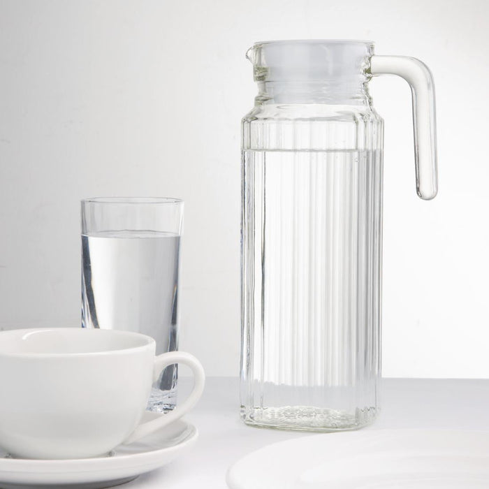 Olympia Ribbed Glass Jugs 1Ltr (6 Pack) Olympia