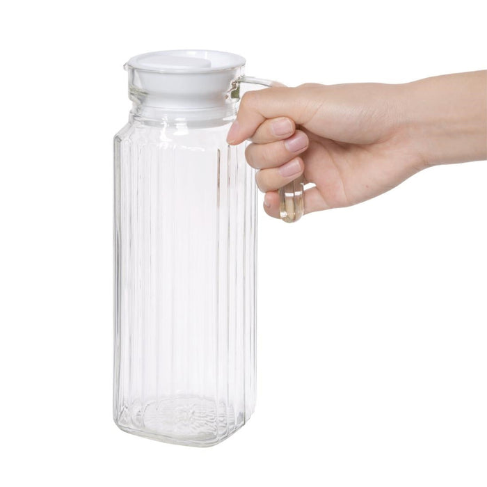 Olympia Ribbed Glass Jugs 1Ltr (6 Pack) Olympia
