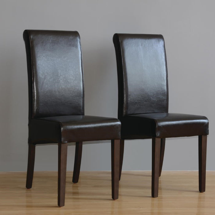 Bolero Curved Back Leather Chairs Dark Brown (2 Pack) Bolero