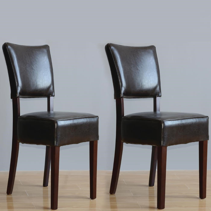 Bolero Chunky Faux Leather Chairs Dark Brown (2 Pack) Bolero