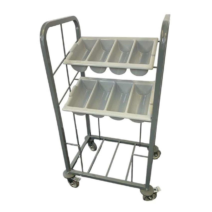Material: Epoxy coated steel. Size: 1176(H) x 675(W) x 520(D)mm. Capacity: 100 trays / 60kg
