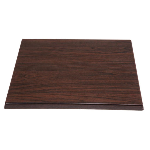 Bolero Pre-drilled Square Tabletop Dark Brown 600mm Bolero