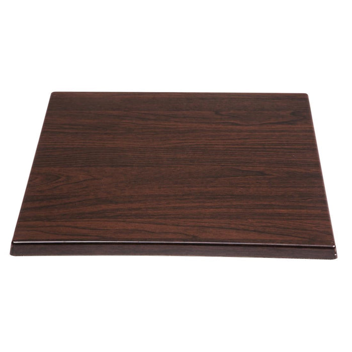 Bolero Pre-drilled Square Tabletop Dark Brown 600mm Bolero