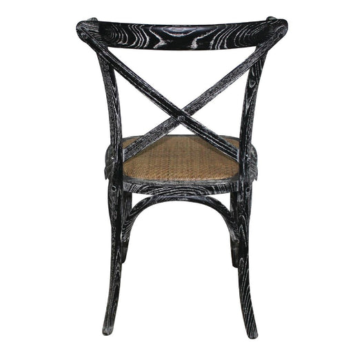 Bolero Wooden Dining Chair with Cross Backrest Black Wash Finish (2 Pack) Bolero