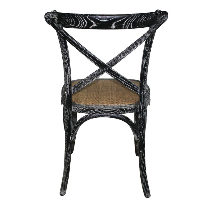 Bolero Wooden Dining Chair with Cross Backrest Black Wash Finish (2 Pack) Bolero