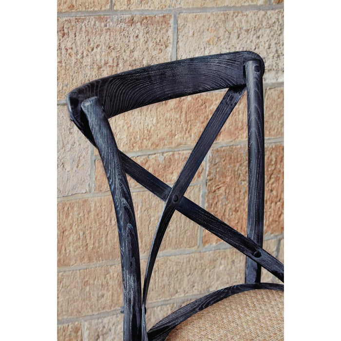 Bolero Wooden Dining Chair with Cross Backrest Black Wash Finish (2 Pack) Bolero