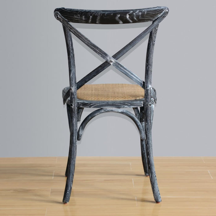 Bolero Wooden Dining Chair with Cross Backrest Black Wash Finish (2 Pack) Bolero