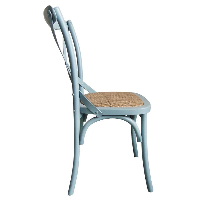 Bolero Blue Bentwood Chairs with Metal Cross Backrest (2 Pack) Bolero