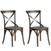 Bolero Wooden Dining Chair with Metal Cross Backrest Walnut Finish (2 Pack) Bolero