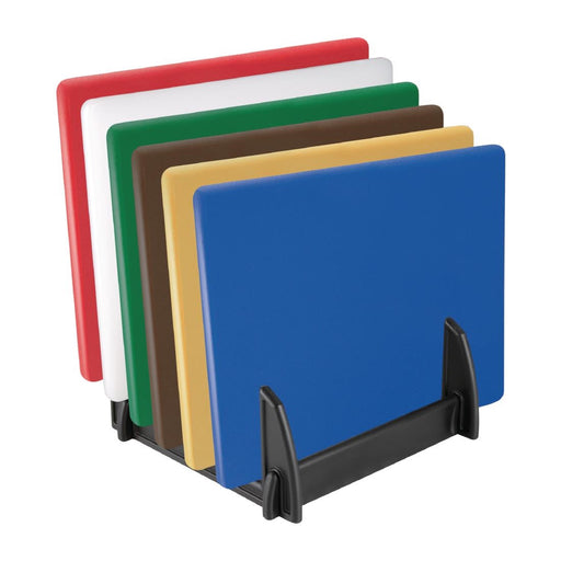 Hygiplas Black Plastic Chopping Board Rack Small 6 Slots Hygiplas