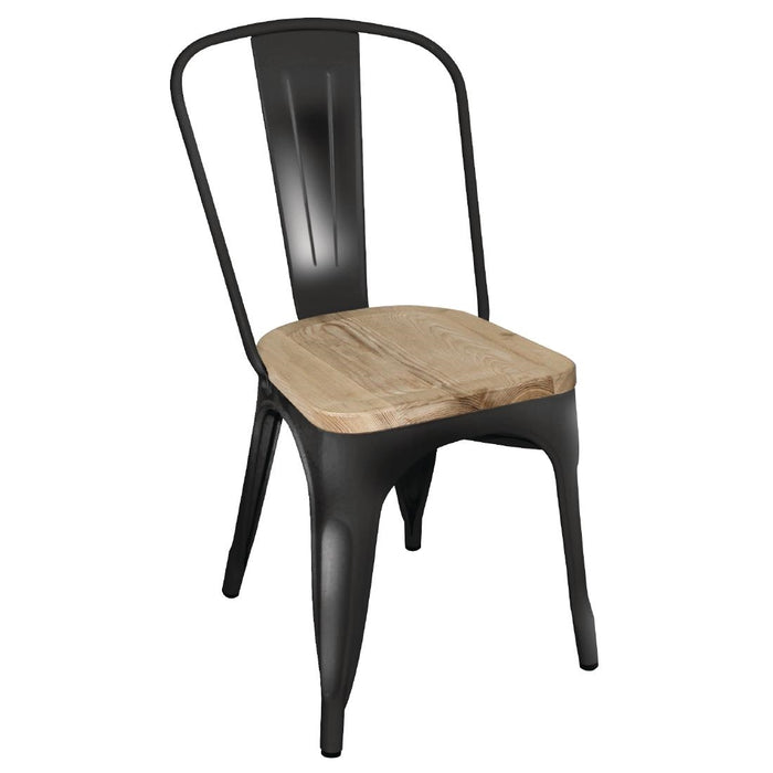 Galvanised Steel. Mango Wood Seat. Stackable. Seat Height: 445mm. FSC 100%