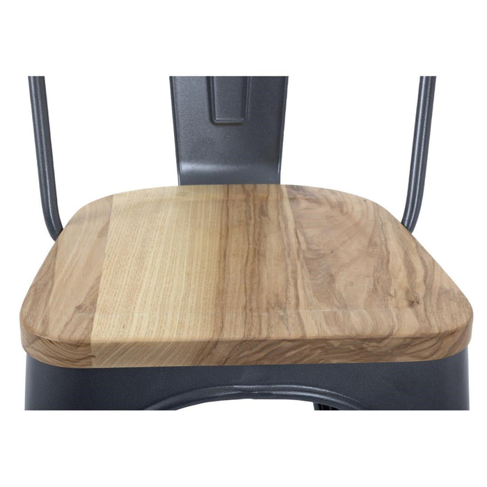 Bolero Bistro Side Chairs with Wooden Seat Pad Gun Metal (4 Pack) Bolero