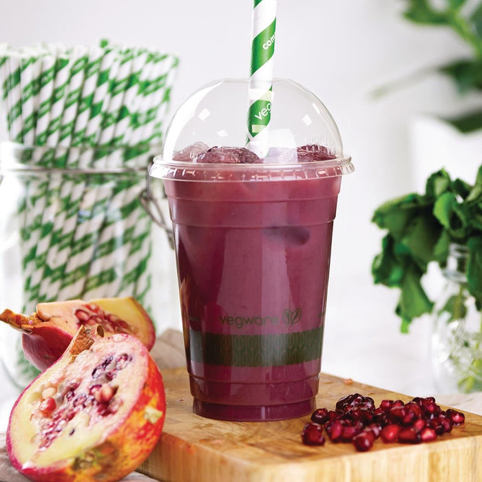 Vegware Compostable Cold Cup Domed Lids 340ml / 12oz and 455ml / 16oz (1000 Pack) Vegware