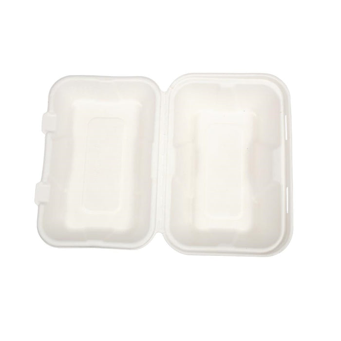 Vegware Compostable Bagasse Clamshell Hinged Meal Boxes 228mm Vegware