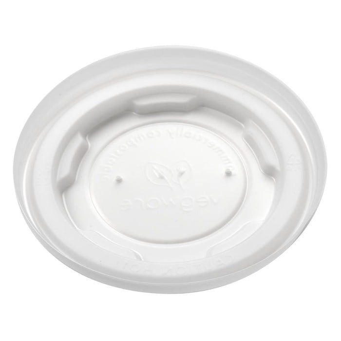 Vegware Compostable Hot Food Pot Flat Lids 170ml / 6oz and 230ml / 8oz Vegware