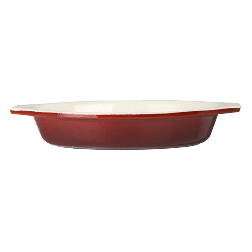 Vogue Red Oval Cast Iron Gratin Dish 650ml Vogue