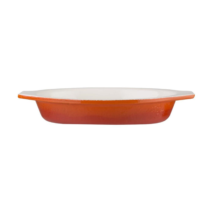 Vogue Orange Oval Cast Iron Gratin 650ml Vogue