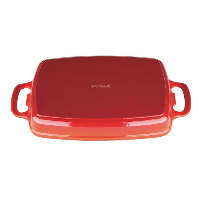 Vogue Red Cast Iron Casserole Dish 1.8Ltr Vogue
