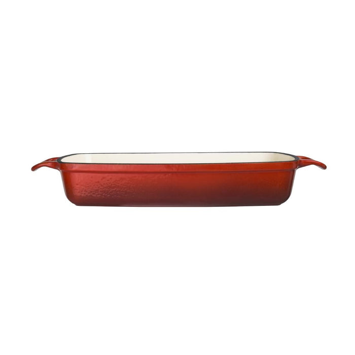 Vogue Red Rectangular Cast Iron Dish 2.8Ltr Vogue
