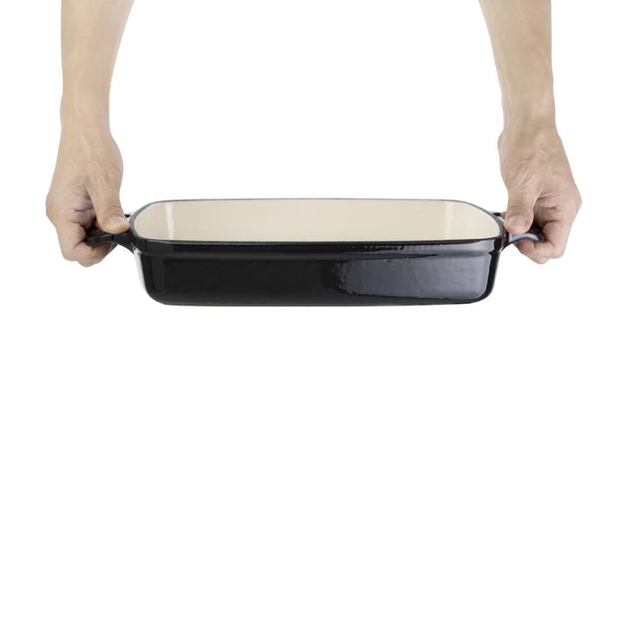 Vogue Black Rectangular Cast Iron Dish 2.8Ltr Vogue