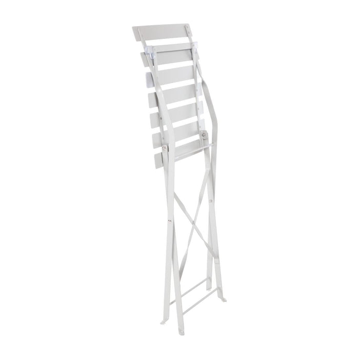Bolero Perth Grey Pavement Style Steel Folding Chairs (2 Pack) Bolero