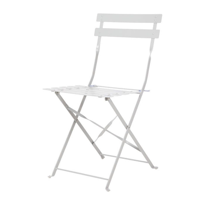 Bolero Perth Grey Pavement Style Steel Folding Chairs (2 Pack) Bolero