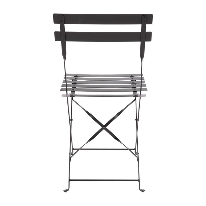 Bolero Perth Black Pavement Style Steel Folding Chairs (2 Pack) Bolero