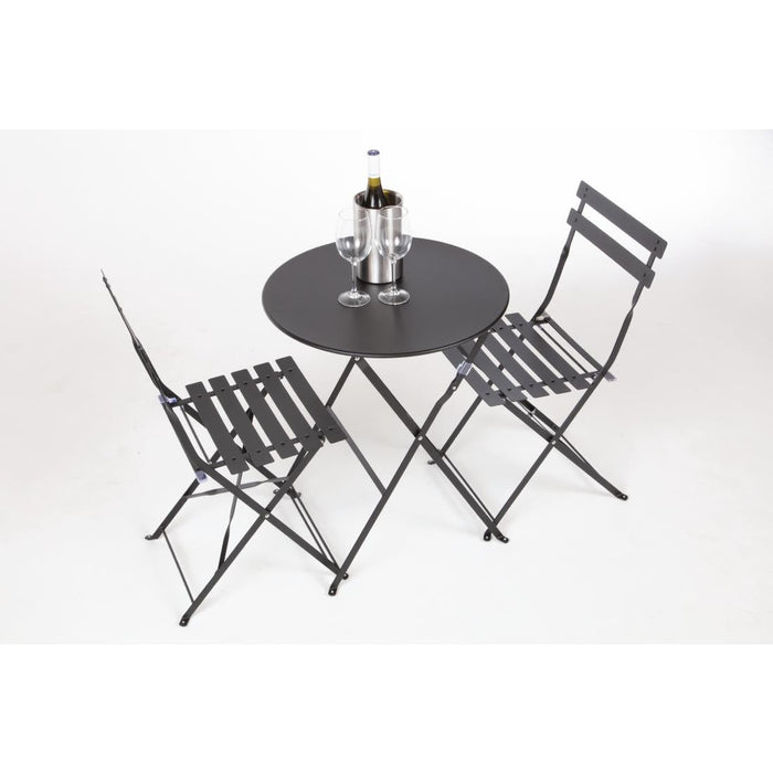 Bolero Perth Black Pavement Style Steel Folding Chairs (2 Pack) Bolero