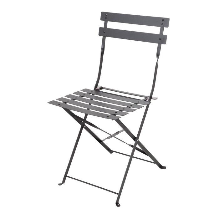 Bolero Perth Black Pavement Style Steel Folding Chairs (2 Pack) Bolero