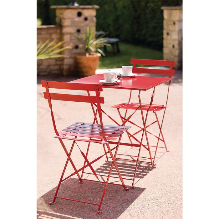 Bolero Perth Red Pavement Style Steel Folding Chairs (2 Pack) Bolero