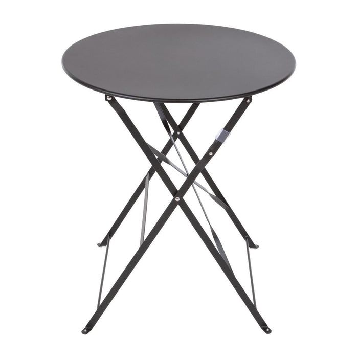 Bolero Perth Black Pavement Style Steel Table Round 600mm Bolero