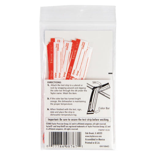 Dishwasher Temperature Test Strip (25 Pack) Taylor TempRite