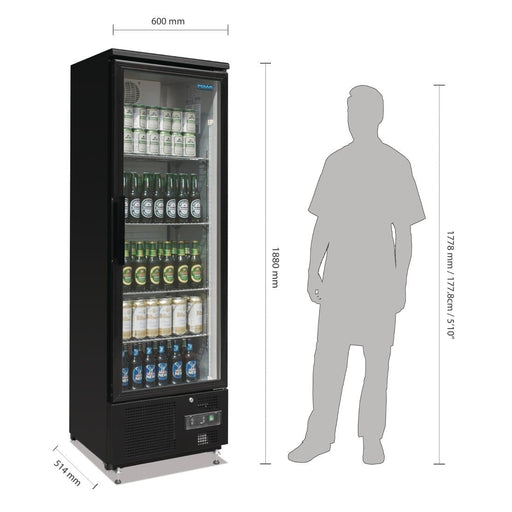 Polar G-Series Upright Back Bar Cooler with Hinged Door 307Ltr Polar